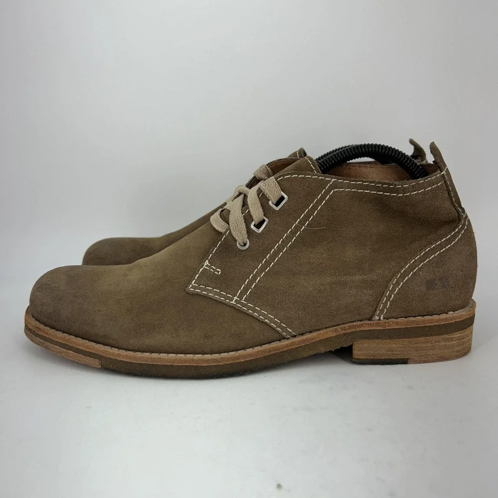Bed Stu Boots Mens Size 8.5 Brown Suede Chukka Ankle Lace Up Contrast Stitching